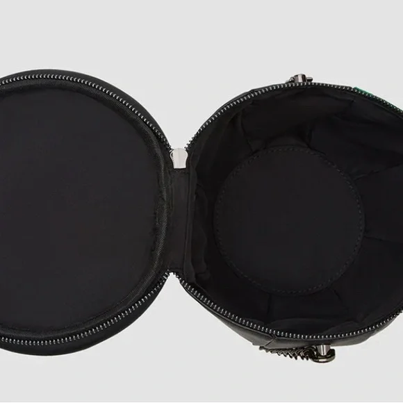 Betsey Johnson Black Crossbody Bag with Green Glitter and Orange Flames - Picture 7 of 14